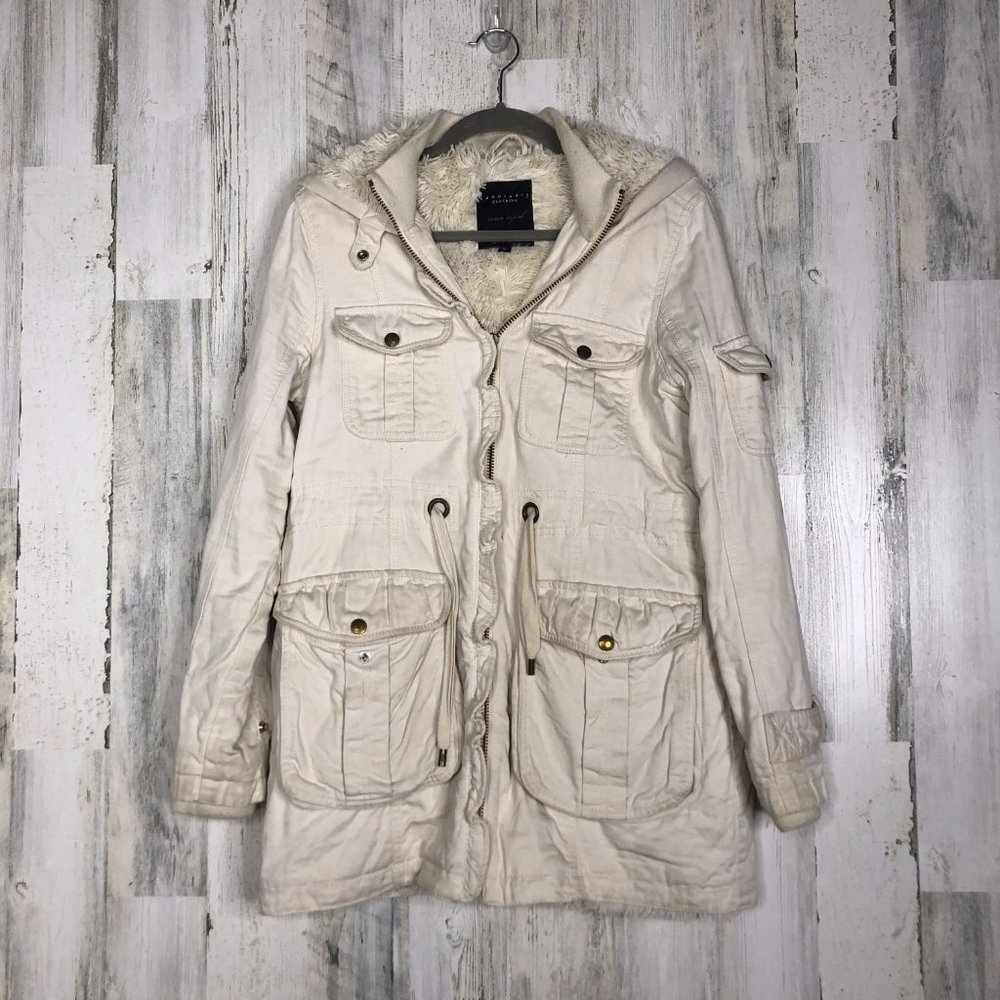 Sanctuary Clothing Womens Tan Cargo faux fur Jacket Sz M